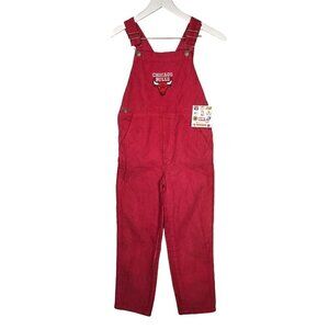 Vintage NWT RARE 90's NBA Chicago Bulls Red Corduroy BIB Overalls VTG Jordan NEW